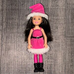 Barbie Christmas Holiday Chelsea Doll with Pink Santa Outfit & Black Boots